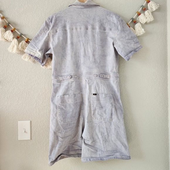 Lee Union Alls Acid Wash Purple Short Sleeve Romper Shortalls Basics Boho M - Picture 4 of 12